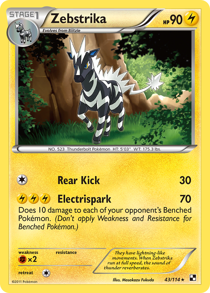 Zebstrika 43/114 Pokémon Black & White (2011) English card — catalogue reference