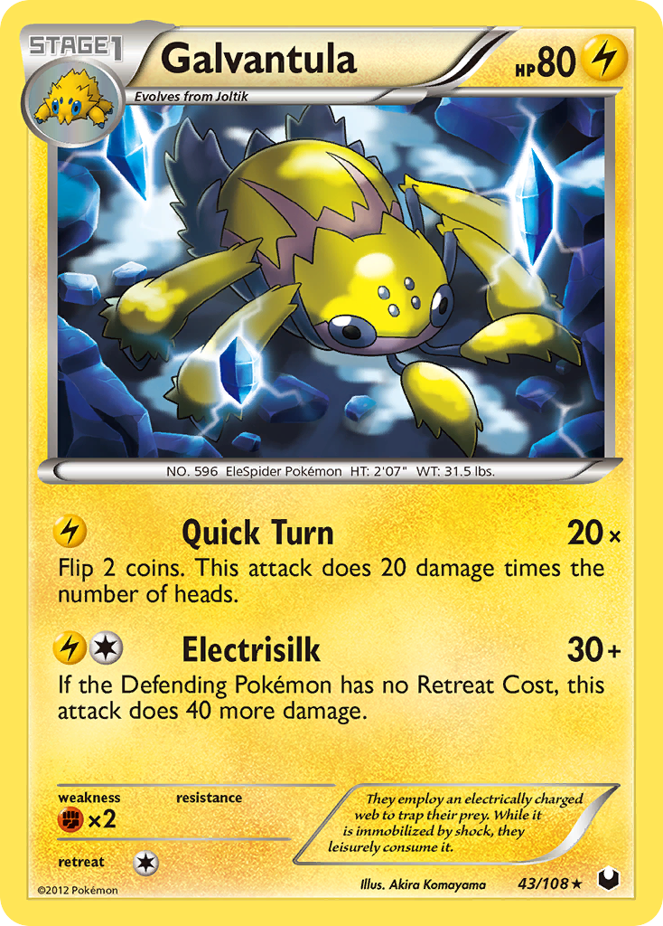 Galvantula 43/108 Pokémon Dark Explorers (2012) English card — catalogue reference
