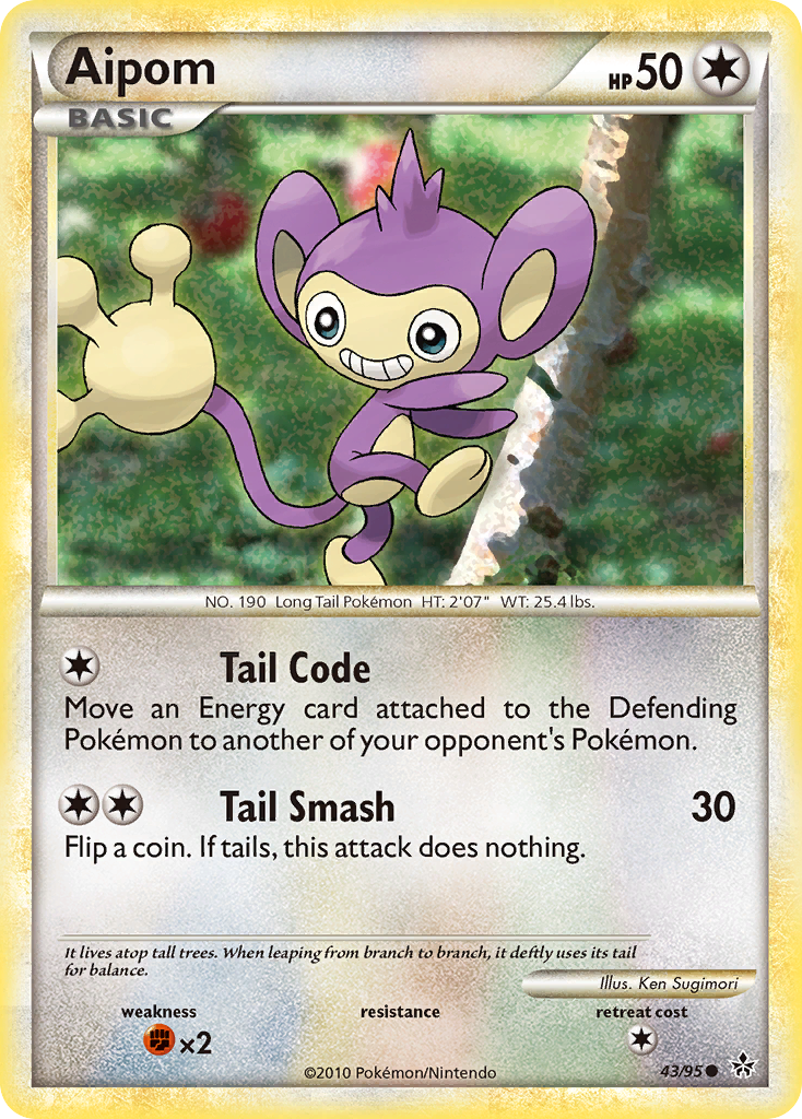 Aipom 43/95 Pokémon Unleashed (2010) English card — catalogue reference