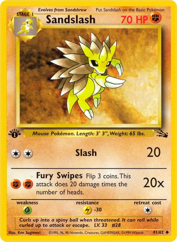 Sandslash Uncommon Fossil 41/62 MP (Back)