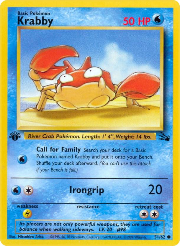 Krabby Common Fossil 51/62 MP (Back)