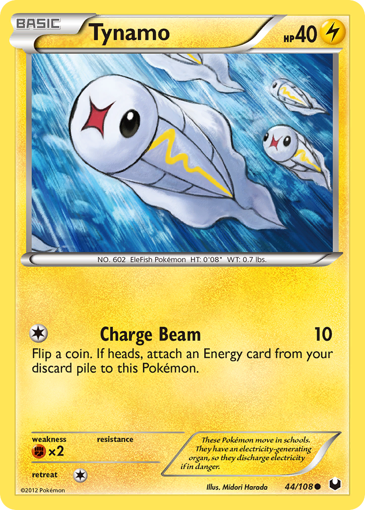Tynamo 44/108 Pokémon Dark Explorers (2012) English card — catalogue reference