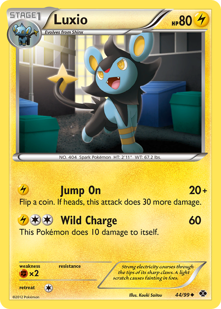 Luxio 44/99 Pokémon Next Destinies (2012) English card — catalogue reference