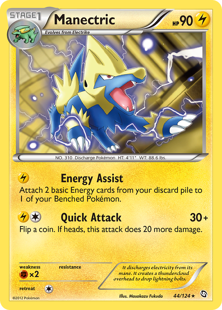 Manectric 44/124 Pokémon Dragons Exalted (2012) English card — catalogue reference