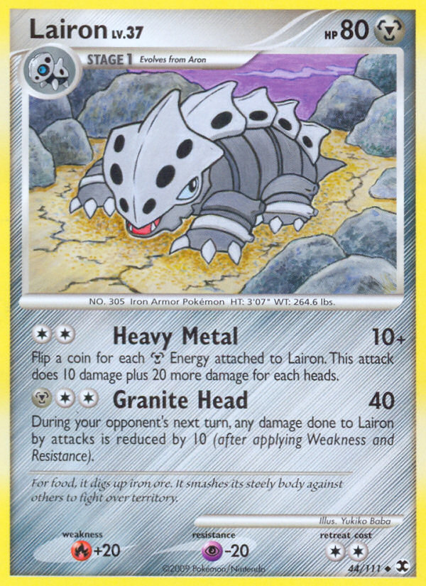 Lairon 44/111 Pokémon Rising Rivals (2009) English card — catalogue reference