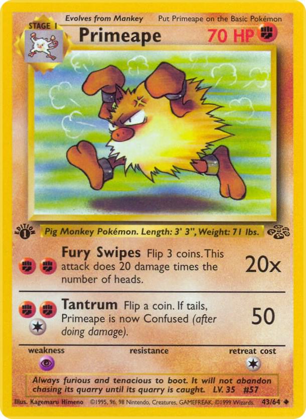 Primeape Uncommon Jungle 43/64 MP (Back)