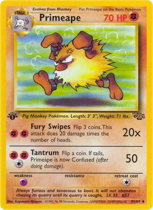 Primeape Uncommon Jungle 43/64 MP (Back)