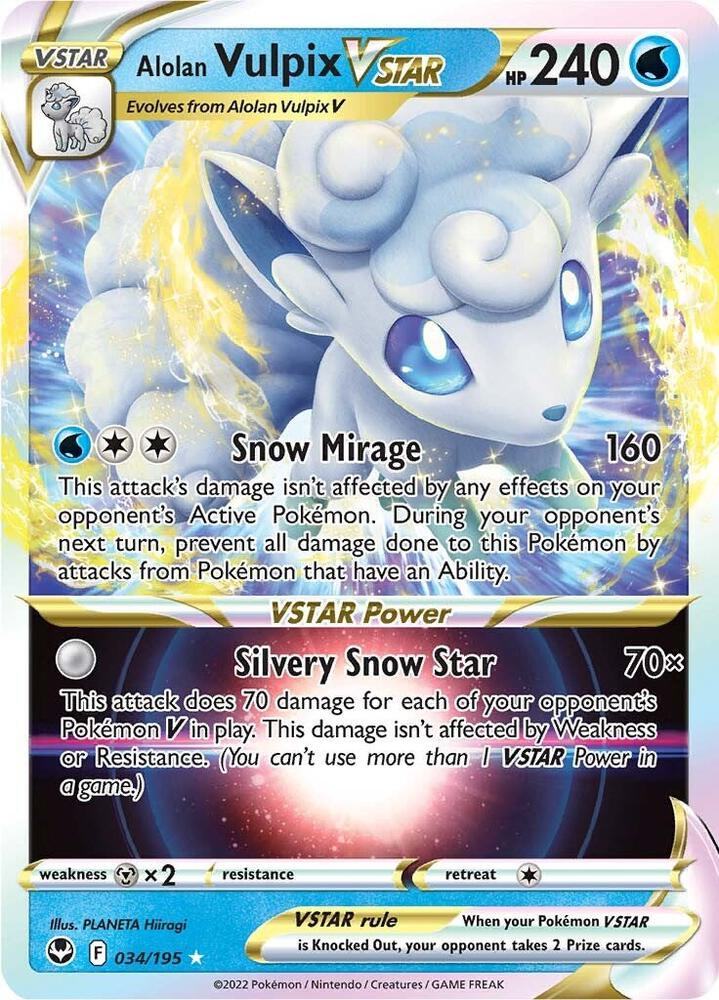 Alolan Vulpix VSTAR Ultra Rare SWSH12: Silver Tempest 034/195 NM (Back)
