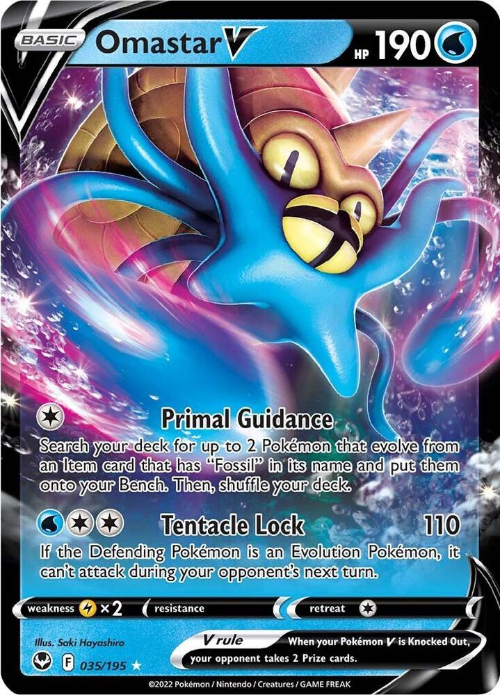 Omastar V Ultra Rare SWSH12: Silver Tempest 035/195 MP (Back)