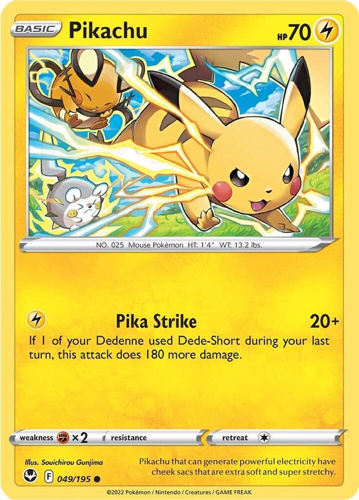 Pikachu Common SWSH12: Silver Tempest 049/195 MP (Back)