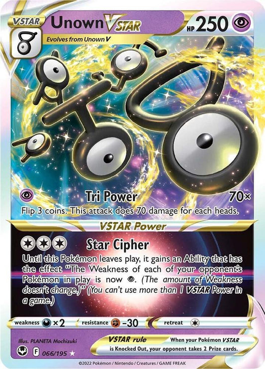Unown VSTAR Ultra Rare SWSH12: Silver Tempest 066/195 NM (Back)
