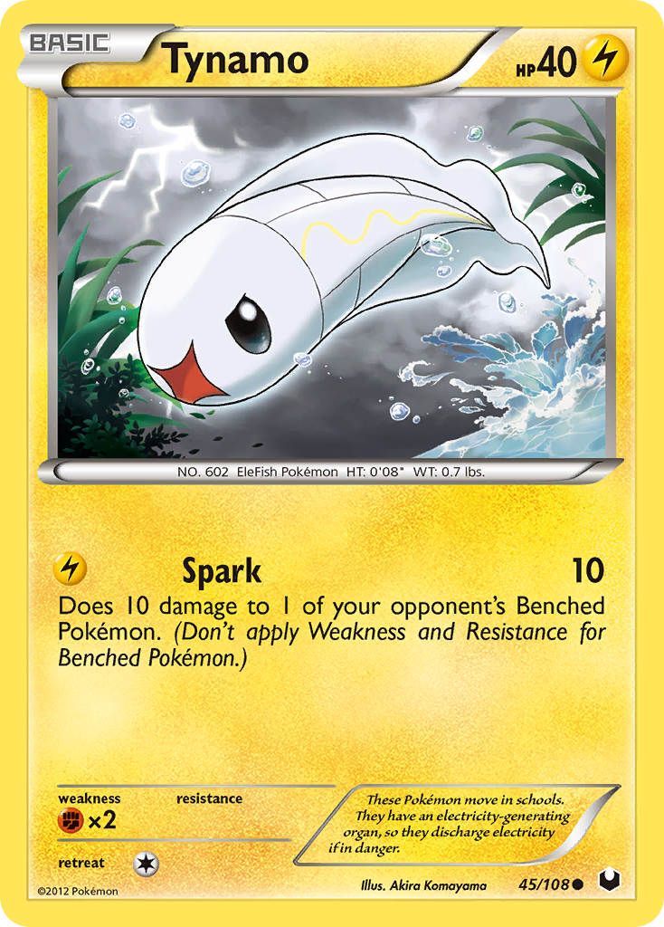 Tynamo 45/108 Pokémon Dark Explorers (2012) English card — catalogue reference