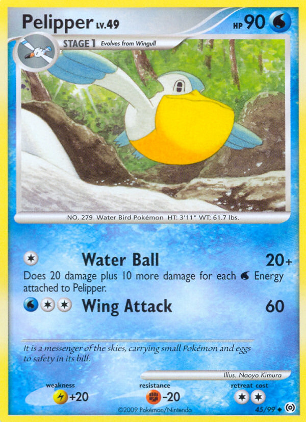 Pelipper 45/99 Pokémon Arceus (2009) English card — catalogue reference