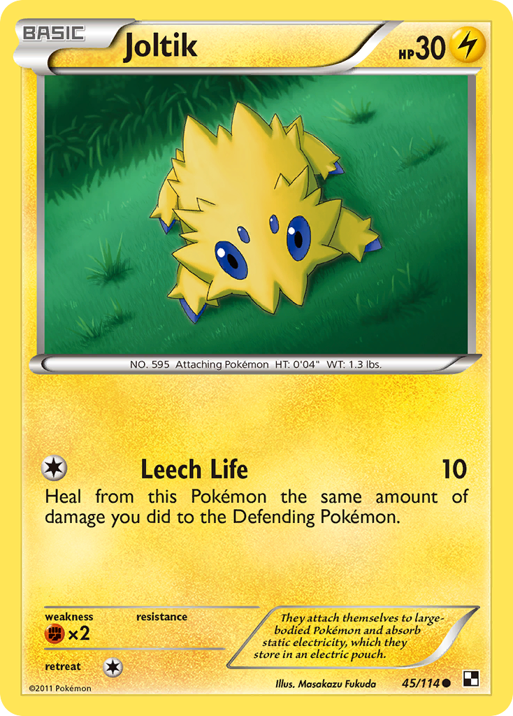Joltik 45/114 Pokémon Black & White (2011) English card — catalogue reference