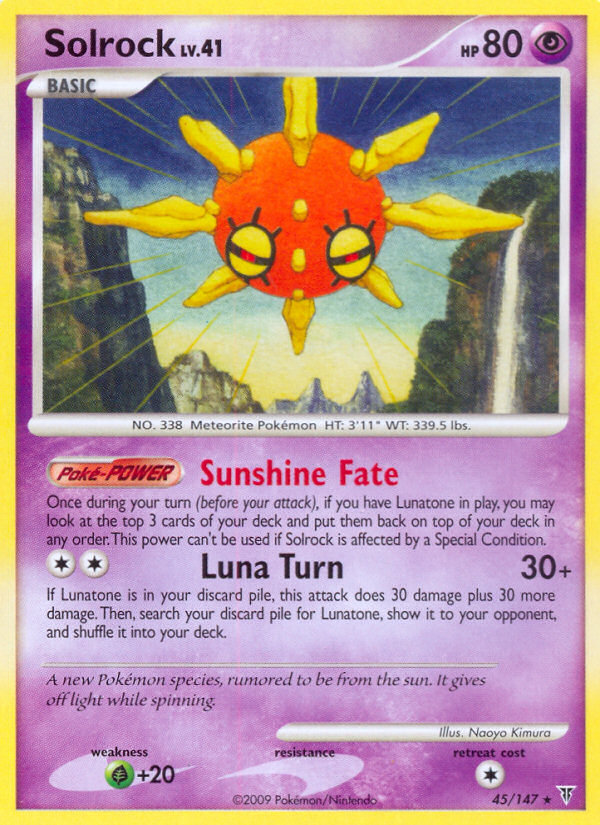 Solrock 45/147 Pokémon Supreme Victors (2009) English card — catalogue reference
