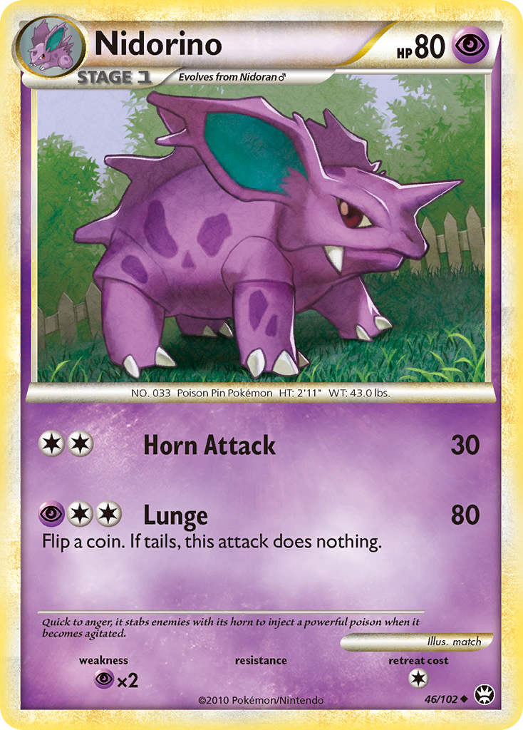 Nidorino 46/102 Pokémon Triumphant (2010) English card — catalogue reference
