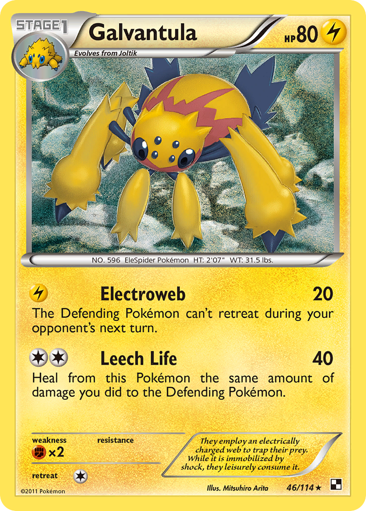 Galvantula 46/114 Pokémon Black & White (2011) English card — catalogue reference
