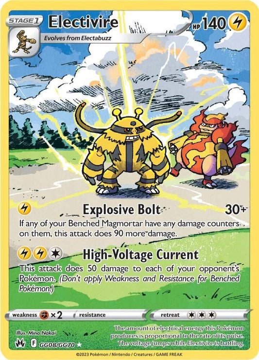 Electivire Ultra Rare Crown Zenith: Galarian Gallery GG08/GG70 MP (Back)