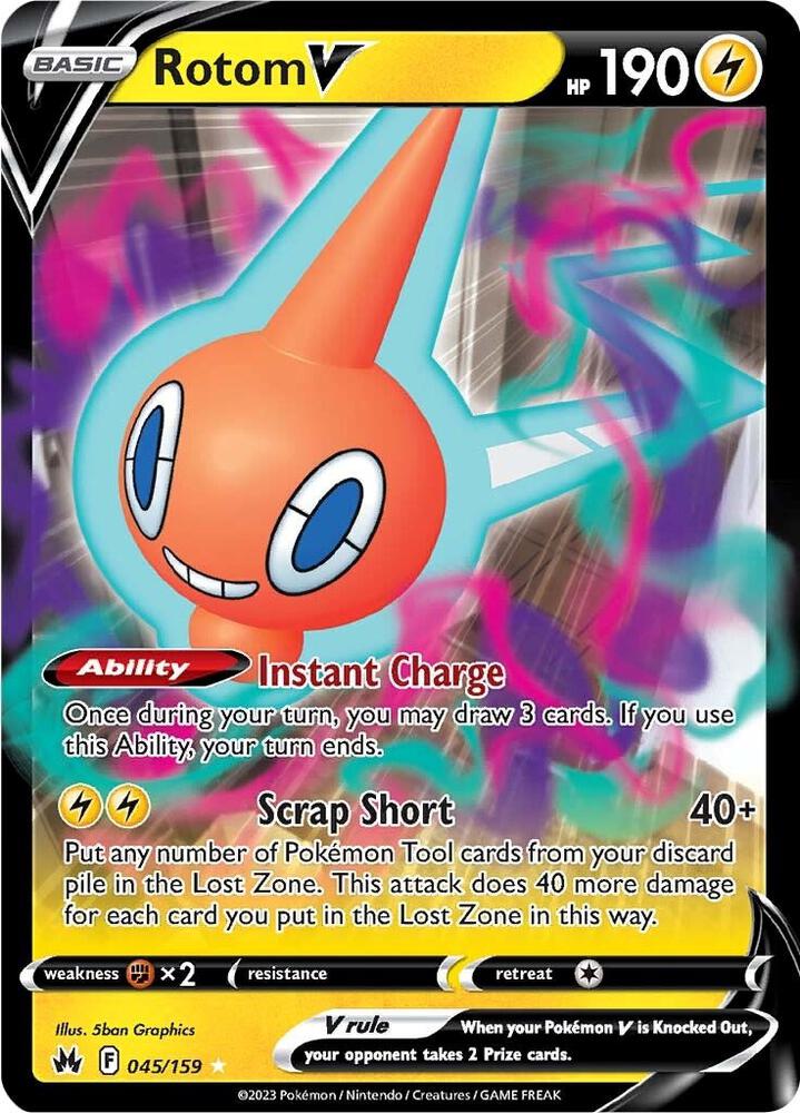 Rotom V Ultra Rare Crown Zenith 045/159 MP (Back)