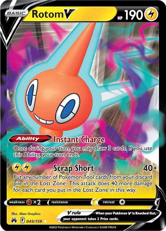 Rotom V Ultra Rare Crown Zenith 045/159 MP (Back)