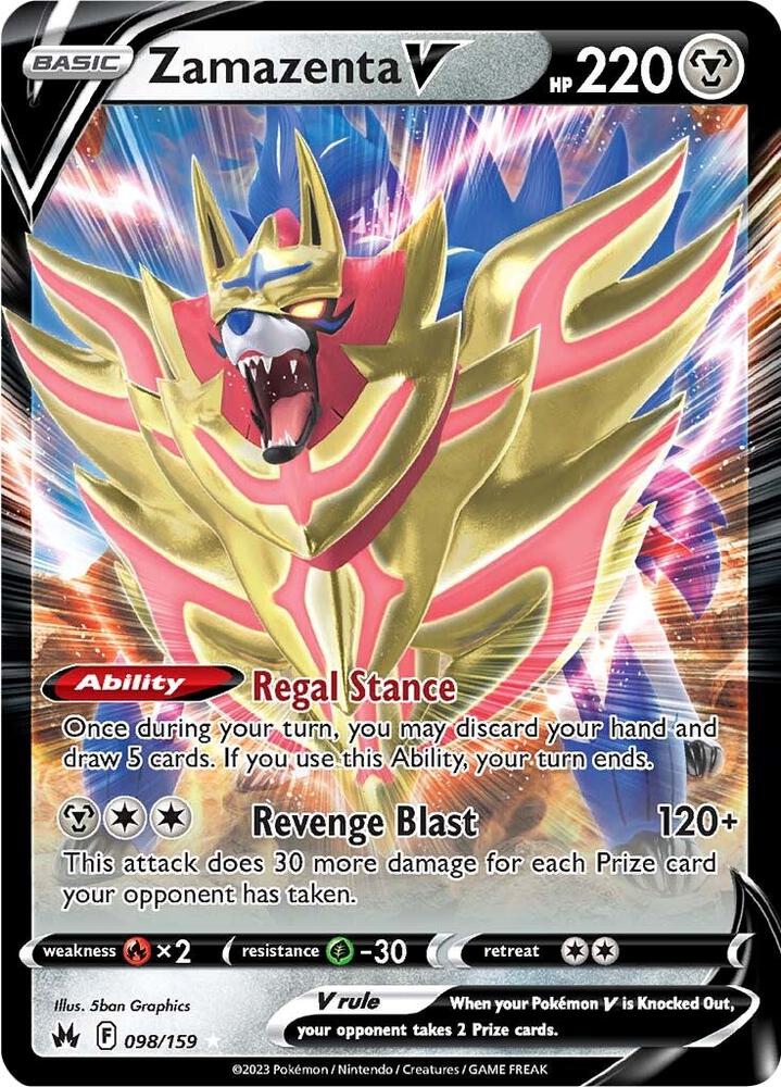 Zamazenta V Ultra Rare Crown Zenith 098/159 MP (Back)