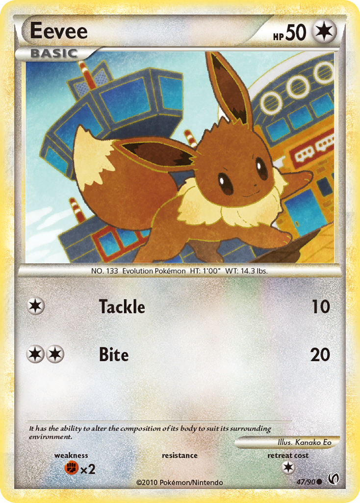 Eevee 47/90 Pokémon Undaunted (2010) English card — catalogue reference