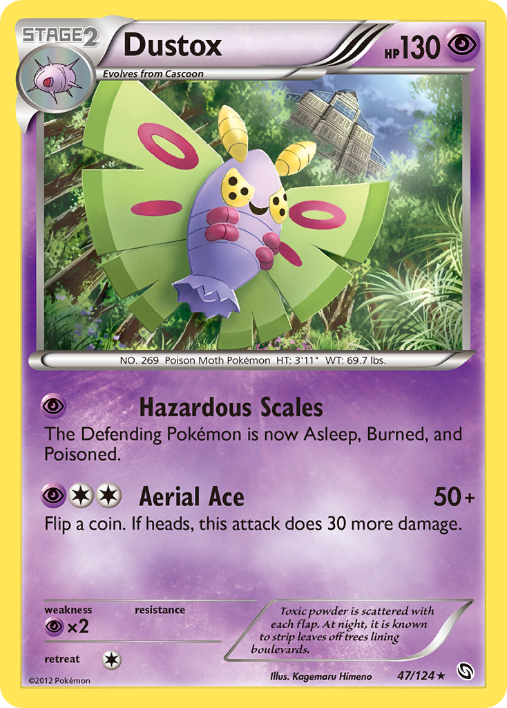 Dustox 47/124 Pokémon Dragons Exalted (2012) English card — catalogue reference