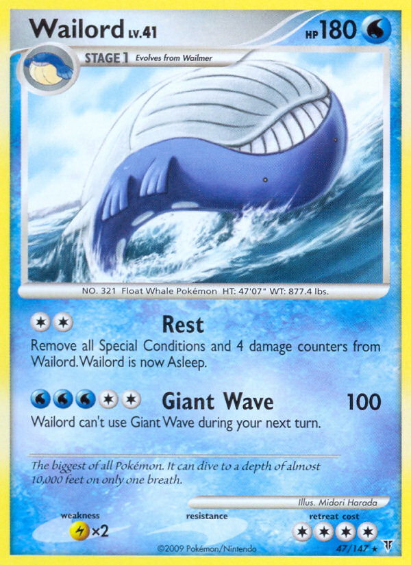 Wailord 47/147 Pokémon Supreme Victors (2009) English card — catalogue reference