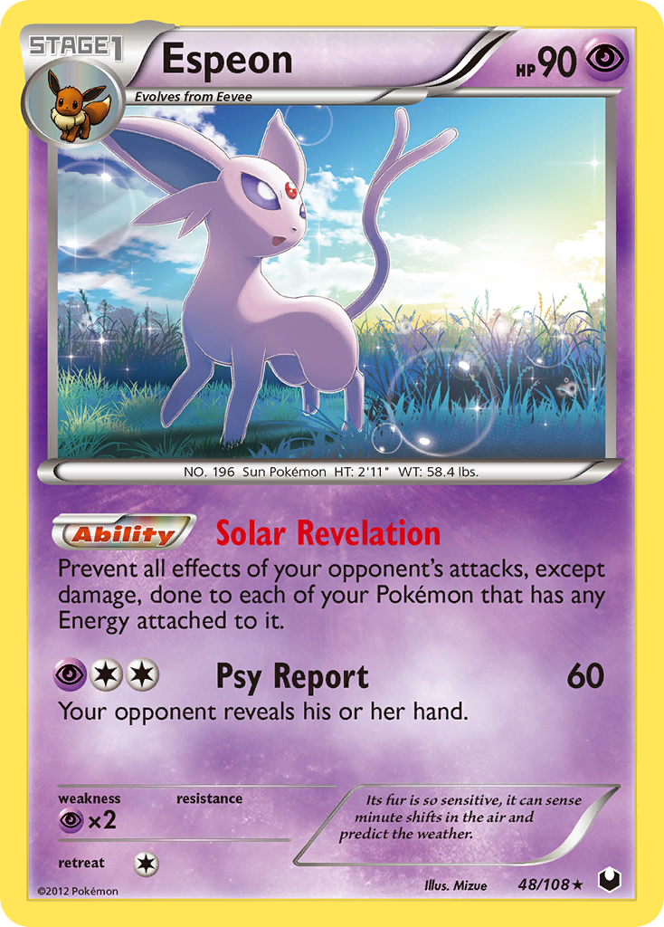 Espeon 48/108 Pokémon Dark Explorers (2012) English card — catalogue reference
