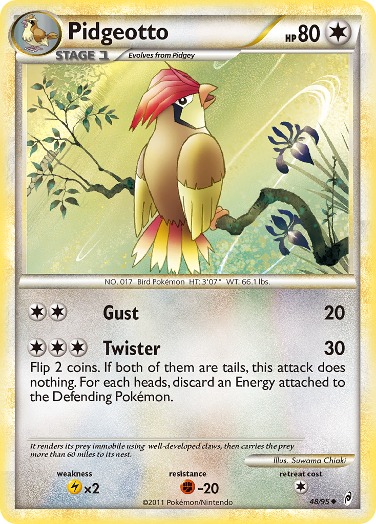 Pidgeotto 48/95 Pokémon Call of Legends (2011) English card — catalogue reference
