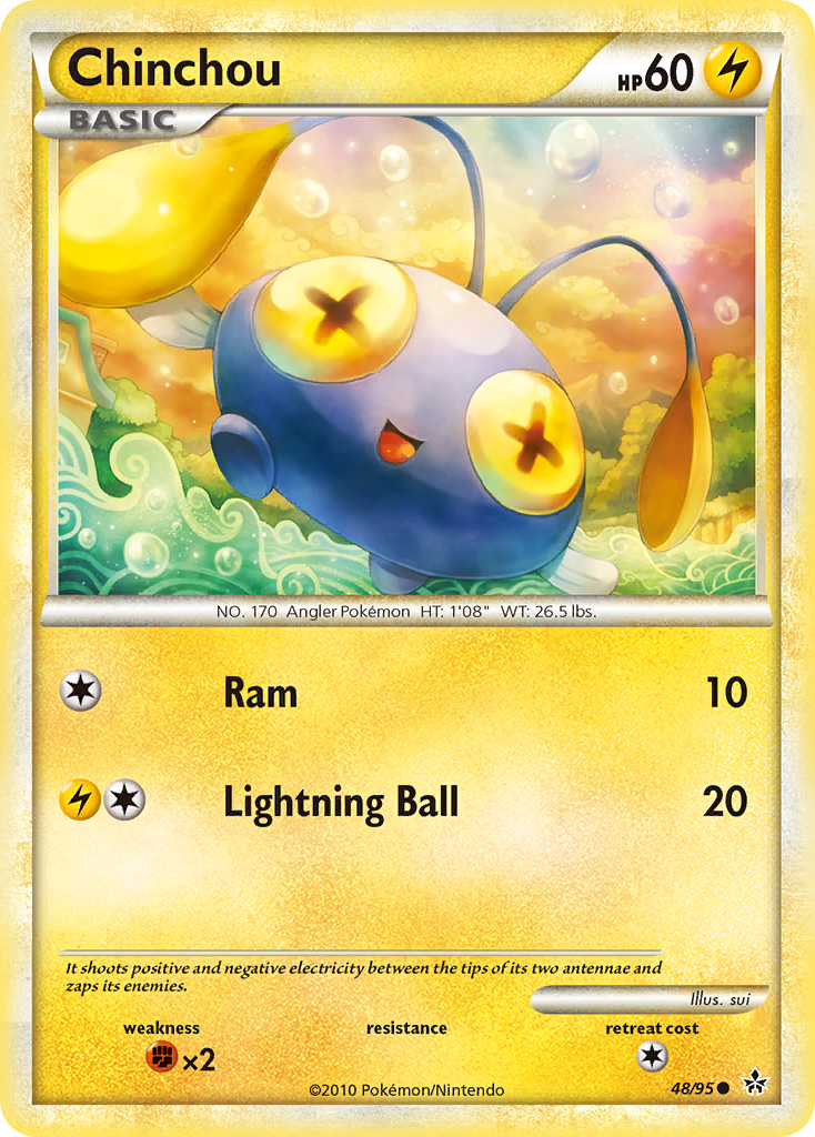 Chinchou 48/95 Pokémon Unleashed (2010) English card — catalogue reference