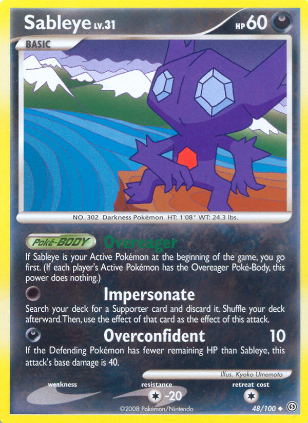 Sableye 48/100 Pokémon Stormfront (2008) English card — catalogue reference