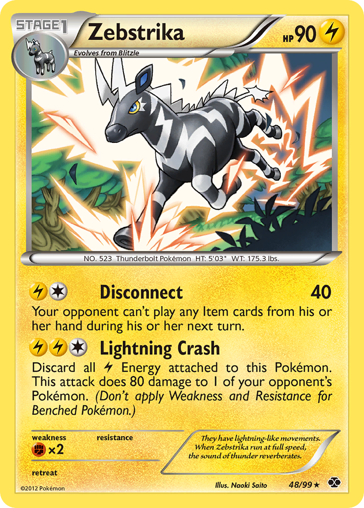 Zebstrika 48/99 Pokémon Next Destinies (2012) English card — catalogue reference