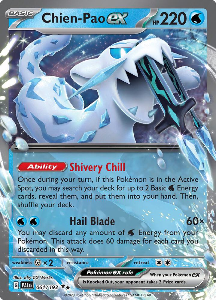 Chien-Pao ex Double Rare SV02: Paldea Evolved 061/193 MP (Back)