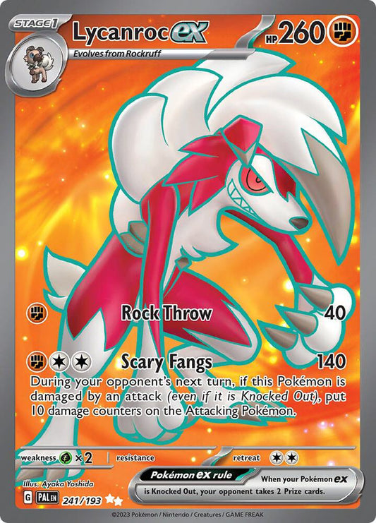 Lycanroc ex Ultra Rare SV02: Paldea Evolved 241/193 NM (Back)