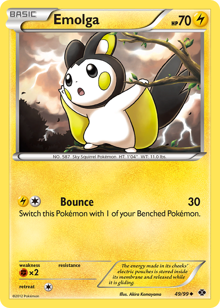 Emolga 49/99 Pokémon Next Destinies (2012) English card — catalogue reference