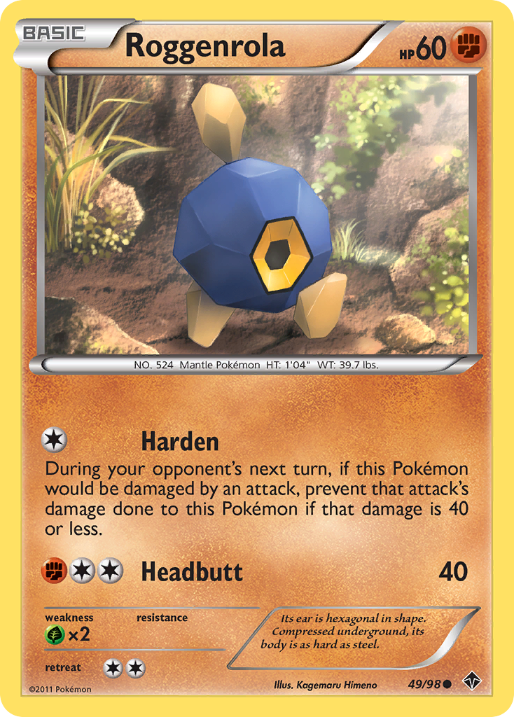 Roggenrola 49/98 Pokémon Emerging Powers (2011) English card — catalogue reference