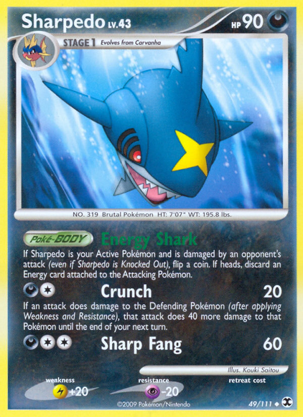 Sharpedo 49/111 Pokémon Rising Rivals (2009) English card — catalogue reference