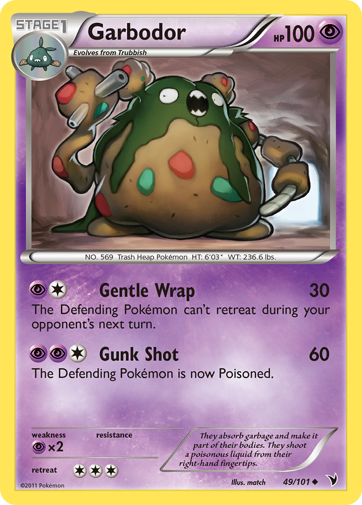 Garbodor 49/101 Pokémon Noble Victories (2011) English card — catalogue reference