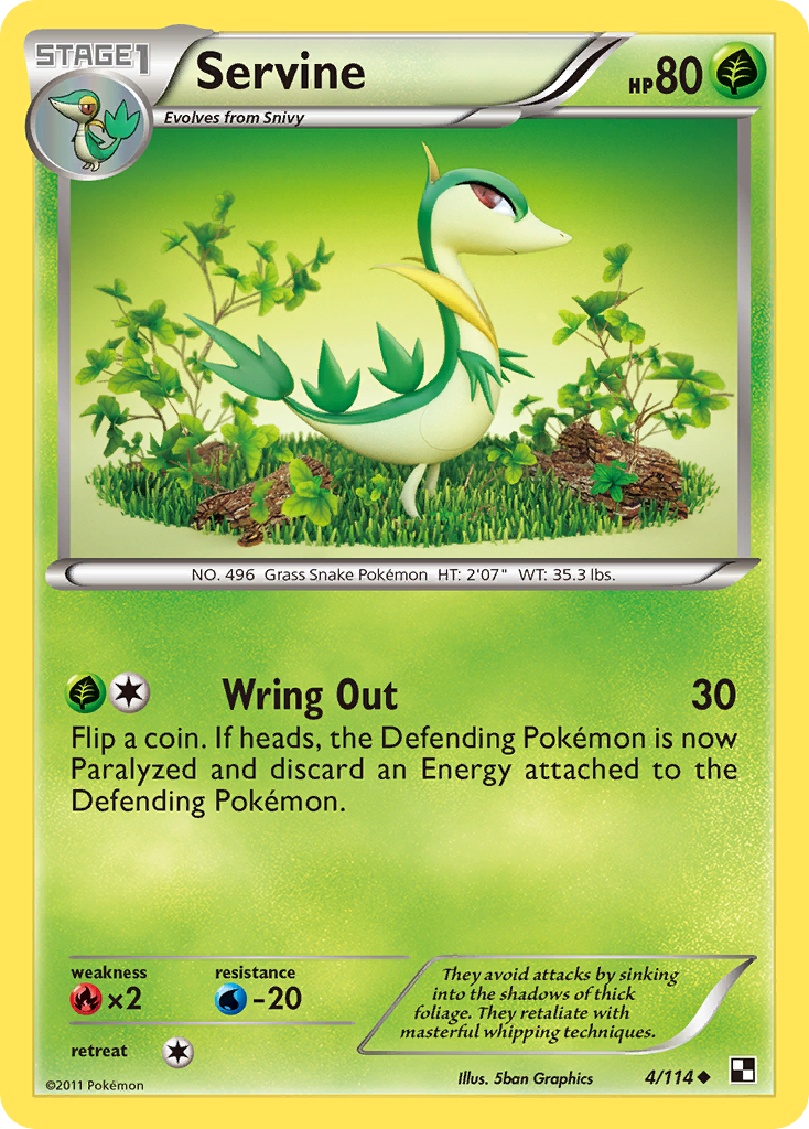 Servine 4/114 Pokémon Black & White (2011) English card — catalogue reference