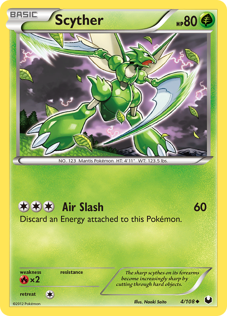 Scyther 4/108 Pokémon Dark Explorers (2012) English card — catalogue reference