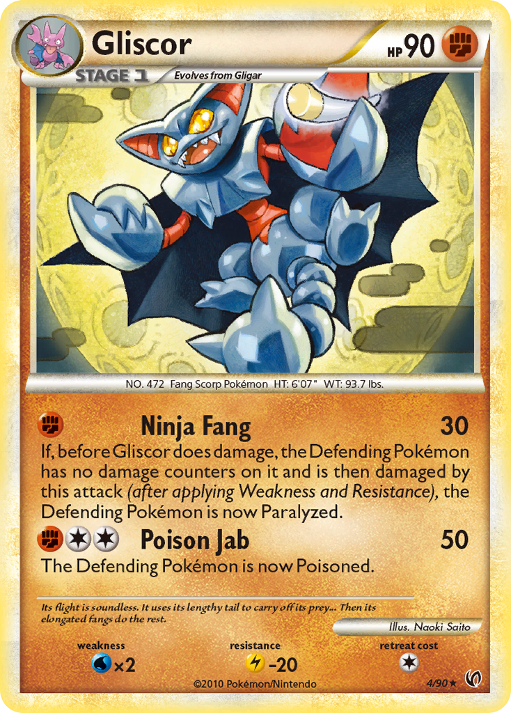 Gliscor 4/90 Pokémon Undaunted (2010) English card — catalogue reference