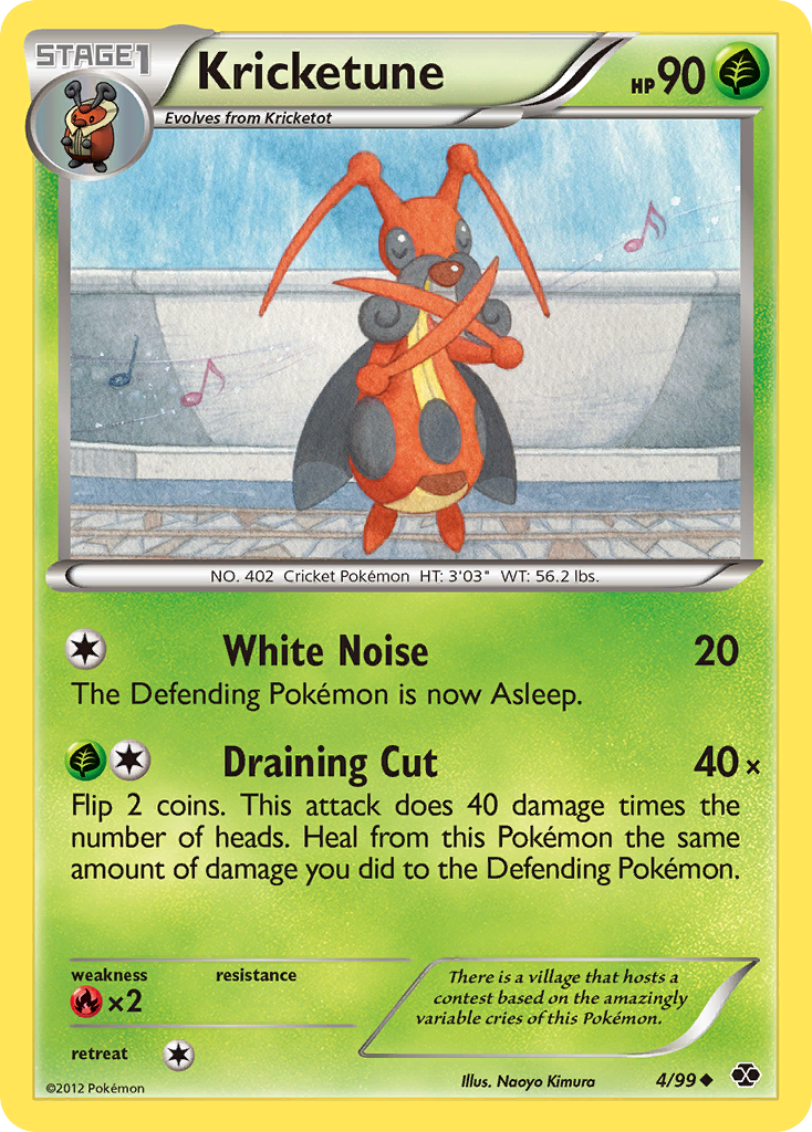 Kricketune 4/99 Pokémon Next Destinies (2012) English card — catalogue reference