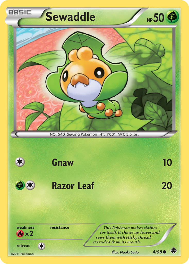 Sewaddle 4/98 Pokémon Emerging Powers (2011) English card — catalogue reference
