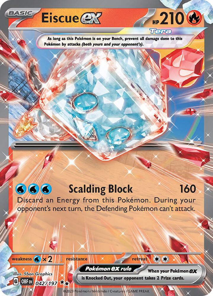 Eiscue ex Double Rare SV03: Obsidian Flames 042/197 NM (Back)