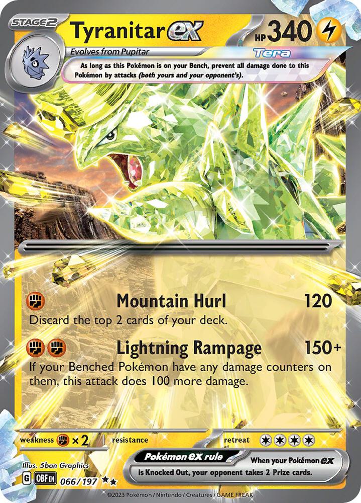 Tyranitar ex Double Rare SV03: Obsidian Flames 066/197 MP (Back)