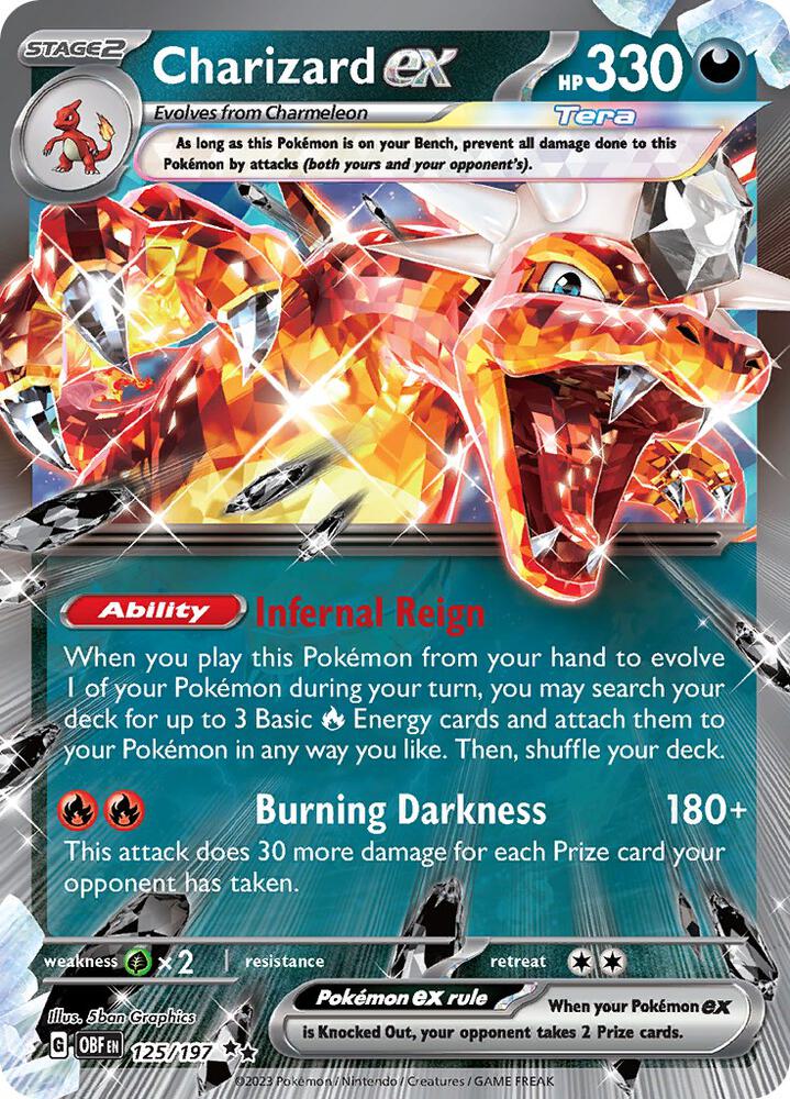 Charizard ex - Double Rare SV03: Obsidian Flames 125/197 MP (Back)