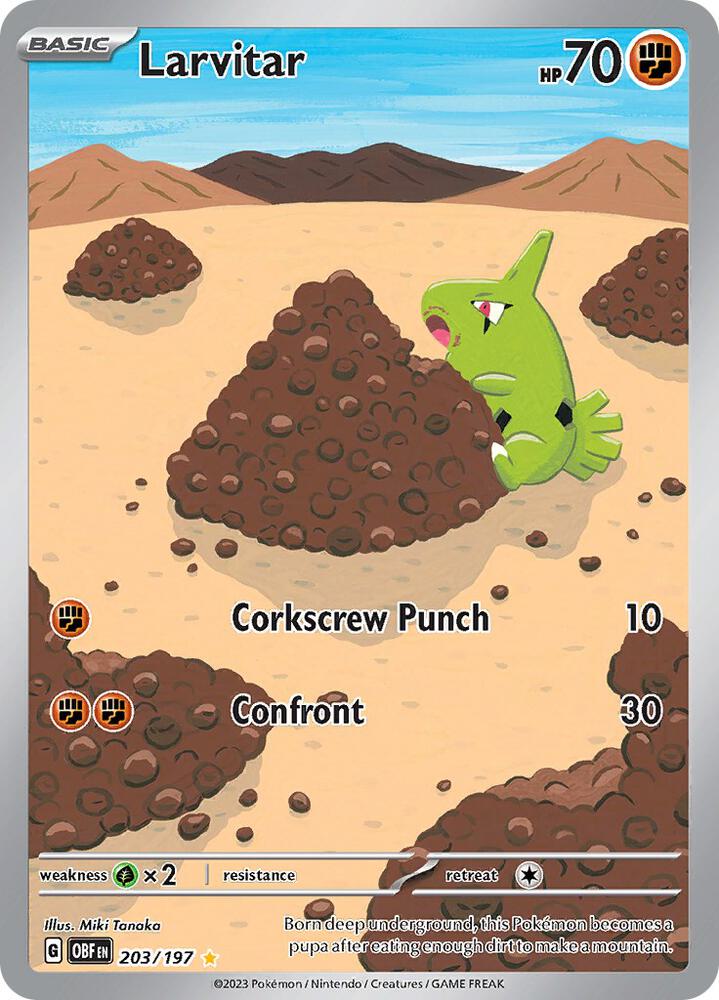 Larvitar - Illustration Rare SV03: Obsidian Flames 203/197 MP (Back)