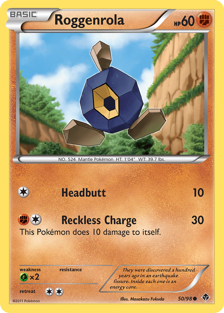 Roggenrola 50/98 Pokémon Emerging Powers (2011) English card — catalogue reference