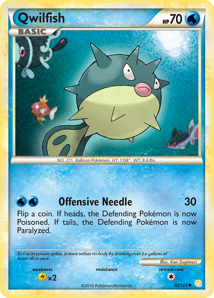 Qwilfish 50/123 Pokémon HeartGold & SoulSilver (2010) English card — catalogue reference
